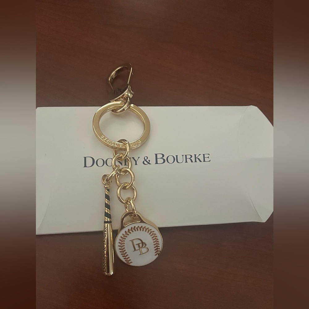 Dooney & Bourke Gold Baseball Charm Keychain